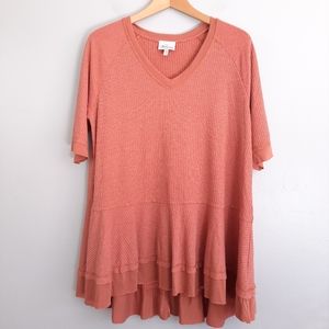Blu Heaven Teracotta V-Neck Tunic Top